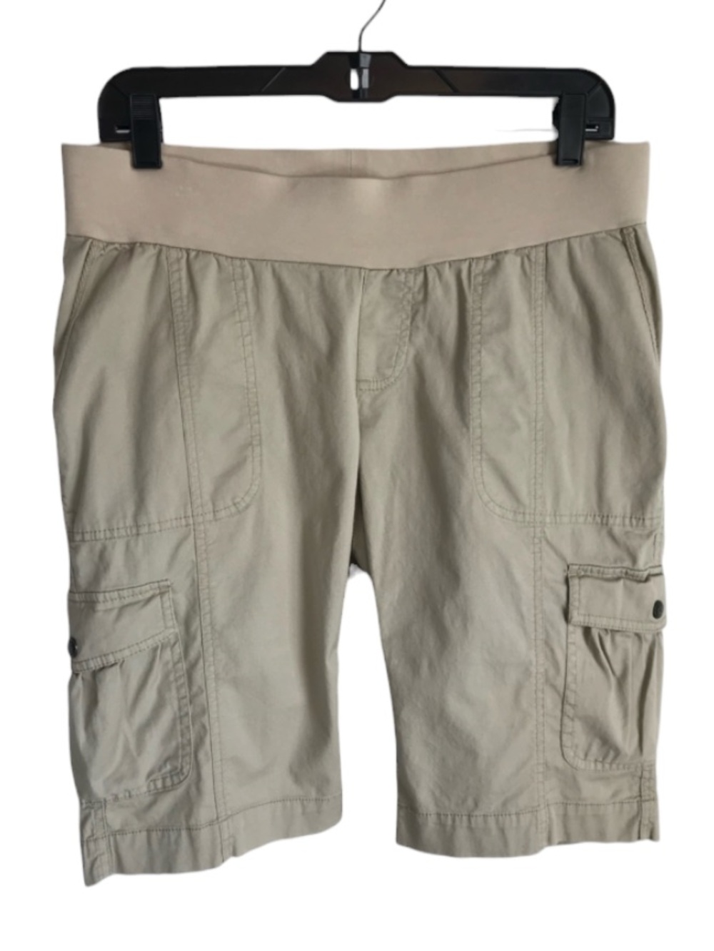Motherhood Maternity Women’s S Tan Beige Stretch Waistband Cargo Shorts in EUC